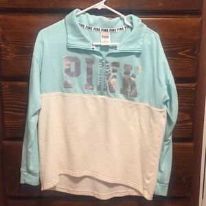 Pink quarter zip mint sweatshirt